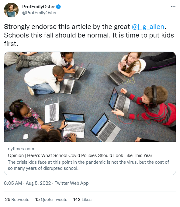 whstancil's tweet photo. Absolutely no one is arguing that schools should be shut this fall. But the blanket opposition to any kind of public health measures, regardless of what the future brings with regards to new disease variants, is ideology posing as science. https://t.co/pdK5lNOHZT