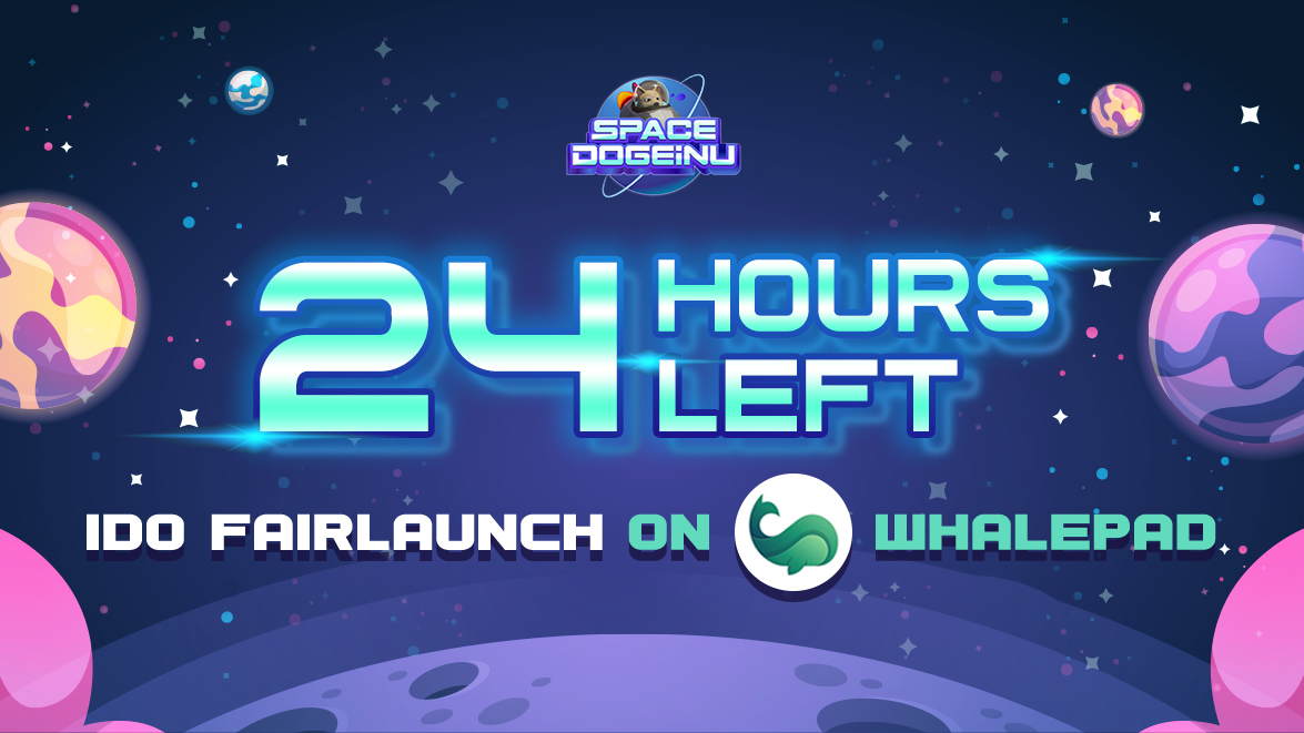 SpaceDogeInu's tweet photo. ⏳HEY HEY HEY - 24 HOURS LEFT TO OUR IDO FAIRLAUNCH 

✨IDO Fairlaunch link: https://t.co/nFjc4mzCEY

🤩Hey guys, we’re getting super excited as our IDO FairLaunch is coming and hosted on Whalepad. It starts from 2pm UTC August 8th 2022 to 2pm UTC August 10th 2022 🚀🚀🚀🚀 https://t.co/oTaag2jVUM