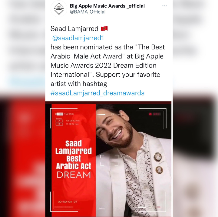 SaadoshP's tweet photo. wish you the best our idol saad i am so happy to see this pakistan will support you forever 🌝🔥👑
And today anniversary of my twitter account its been 2 years 😌🔥
.
.
Follow the king @saadlamjarred1 
.
#saadLamjarred_dreamawards 
#we_love_you_saad_forever_and_ever https://t.co/bPodb0j7fU