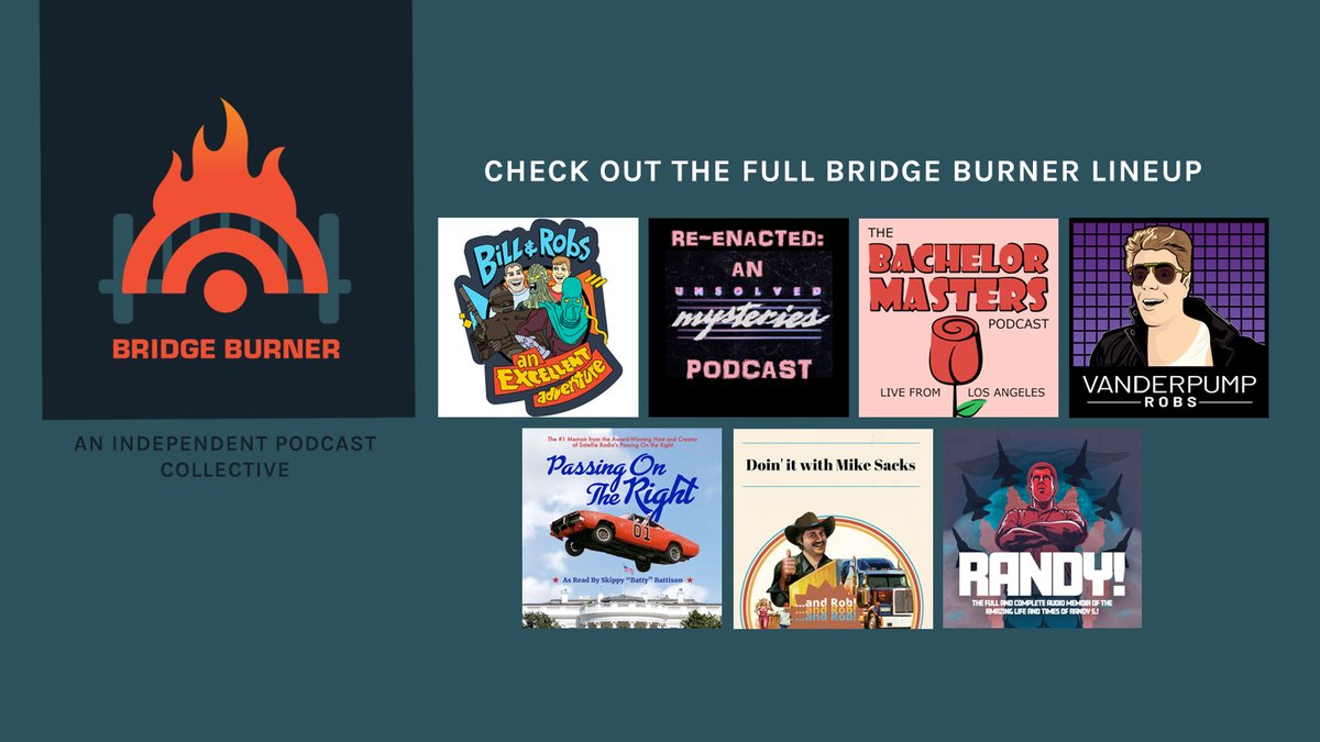 If you have been listening over the past month, you've heard commercials for other podcasts like <a href="/reenactedpod/">Re-Enacted Podcast</a> and @BachelorMasters, or you've heard a commercial for our show on THEIR podcasts. We're part of a fun pod-collective called #BridgeBurner! 
bridgeburner.page