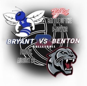 Excited to announce a new addition to @SaltBowlAR Week! The Inaugural @BigRedStores Battle of the B-Towns! @bentonschools Lady Panther Volleyball at @bryanthornetvb Friday night August 26th @BryantSchools Volleyball Complex. Games, silent auction & give aways! #battleofthebtowns