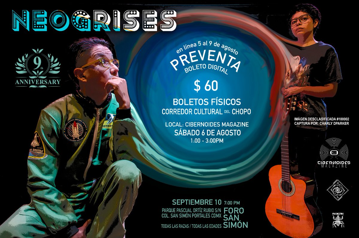 Holaaa
Mañana el 1er punto de encuentro de venta para boletos, será el #chopo corredor cultural
¡Allí nos vemos!
#preventa #aniversario9