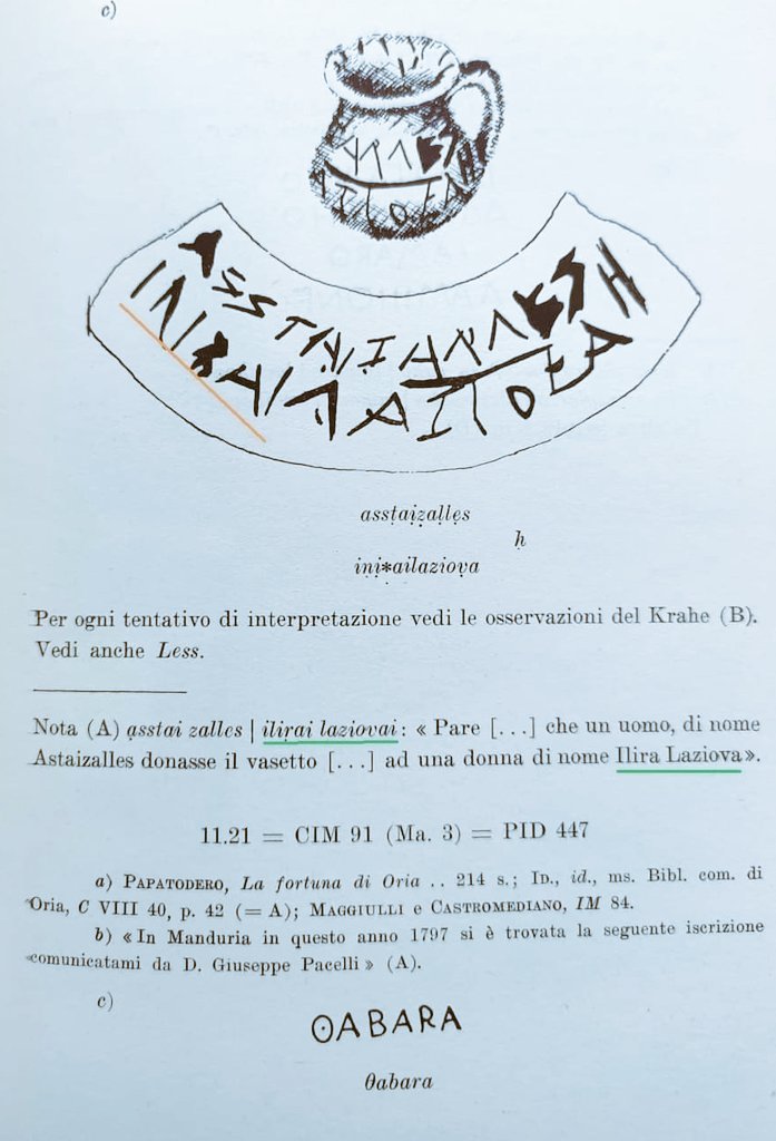 PbM67693226's tweet photo. Messapic Illyrian names were found in an ancient vase in Italy.
ILIRA LAZIOVA
ΙΛΙΡΑ ΛΑΖΙΩᚫA
Messapic langauge was spoken from 7th century B.C. to 2nd century A.D.
©Erget Cenolli
#Illyrian #Messapic #Dardanian #Macedonian #Epirus https://t.co/UoKGKBmdcS