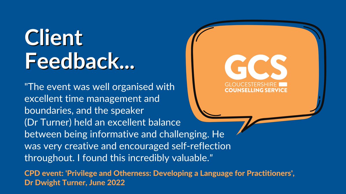Excellent feedback all round! We're currently working behind the scenes to organise CPD speakers for next year. What are you interested in? #feedbackfriday #cpd #counselling #therapistsconnect