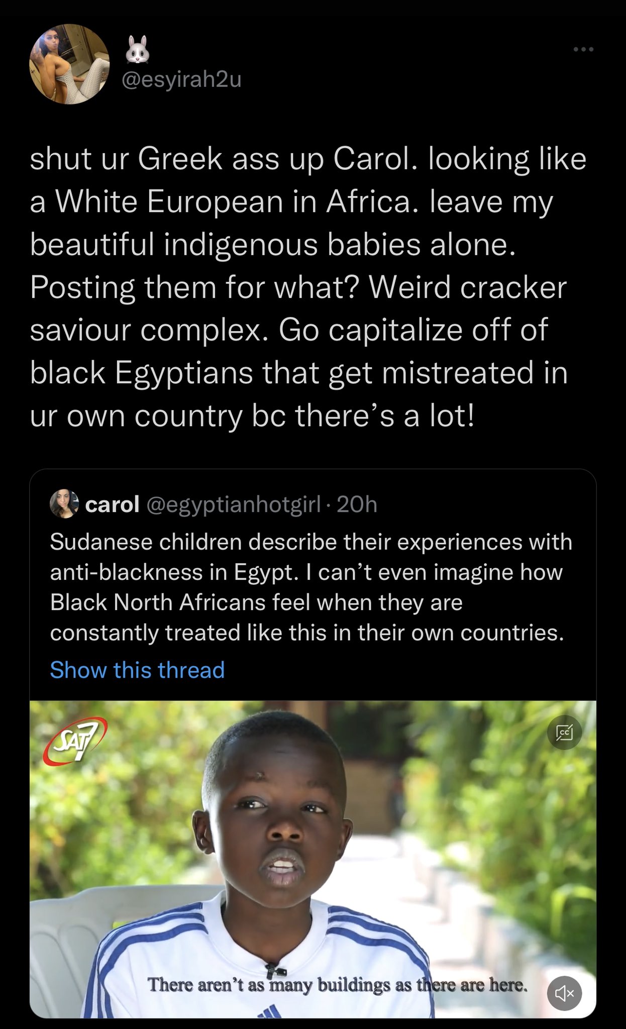 afrocentrists posting their Ls online on Twitter "this is what you get lol https//t.co