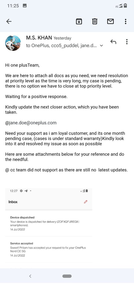 md786sadik's tweet image. #PeteLau, #NavnitNakra, #OnePlus_Support, #OnePlus_IN, #mobitechcreations, #oneplusstore
Hi sadik this side , my case I&apos;d is 220725-011165, I m very upset through the service from OnePlus (very pathetic) 1month ,it&apos;s very long time, kindly do the needful at earliest.