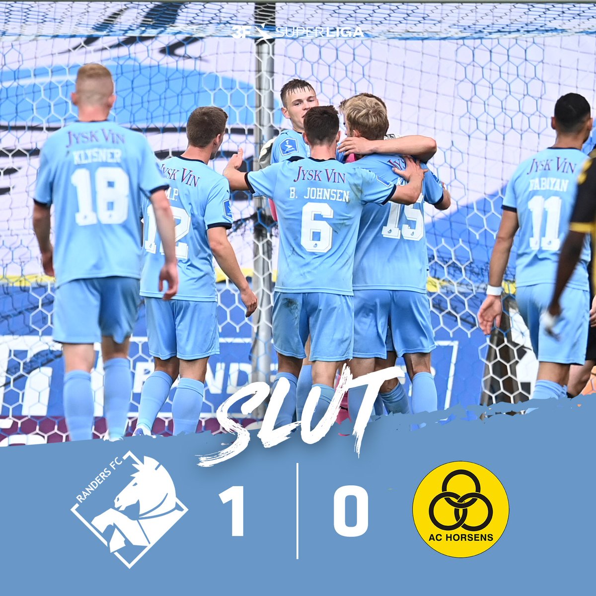 Randers_FC's tweet photo. Så kom 3F Superliga-sæsonens første sejr i hus! 💪
AC Horsens blev nedkæmpet efter en intens fight i anden halvleg - og vi kan nu gå på weekend med store smil 💙 #sldk #randersfc #rfcach https://t.co/Xcv6OAbiEj