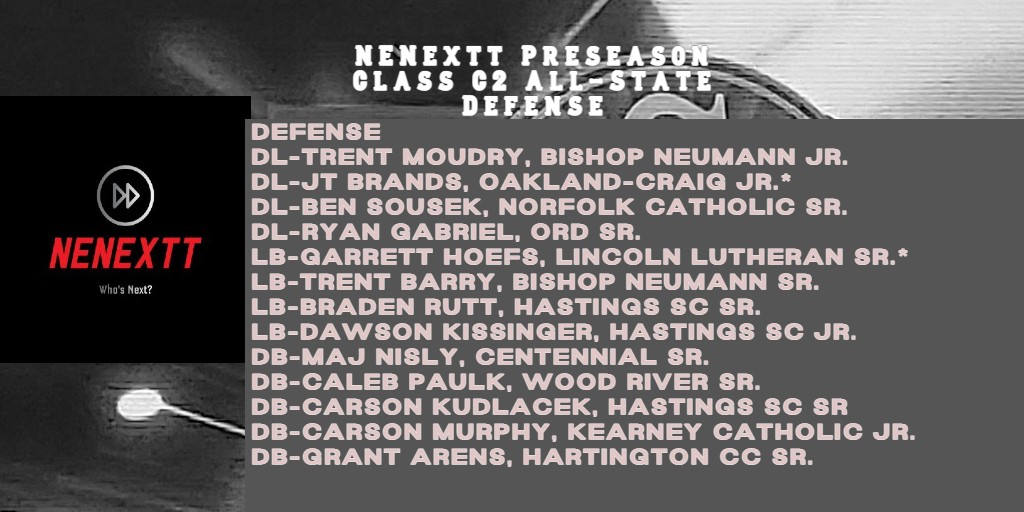 Updating our graphic to include Grant Arens of Hartington CC. Arens was OWH All-State last year but listed as a senior. Well deserving player. Just want to get things right!

C2 Defense