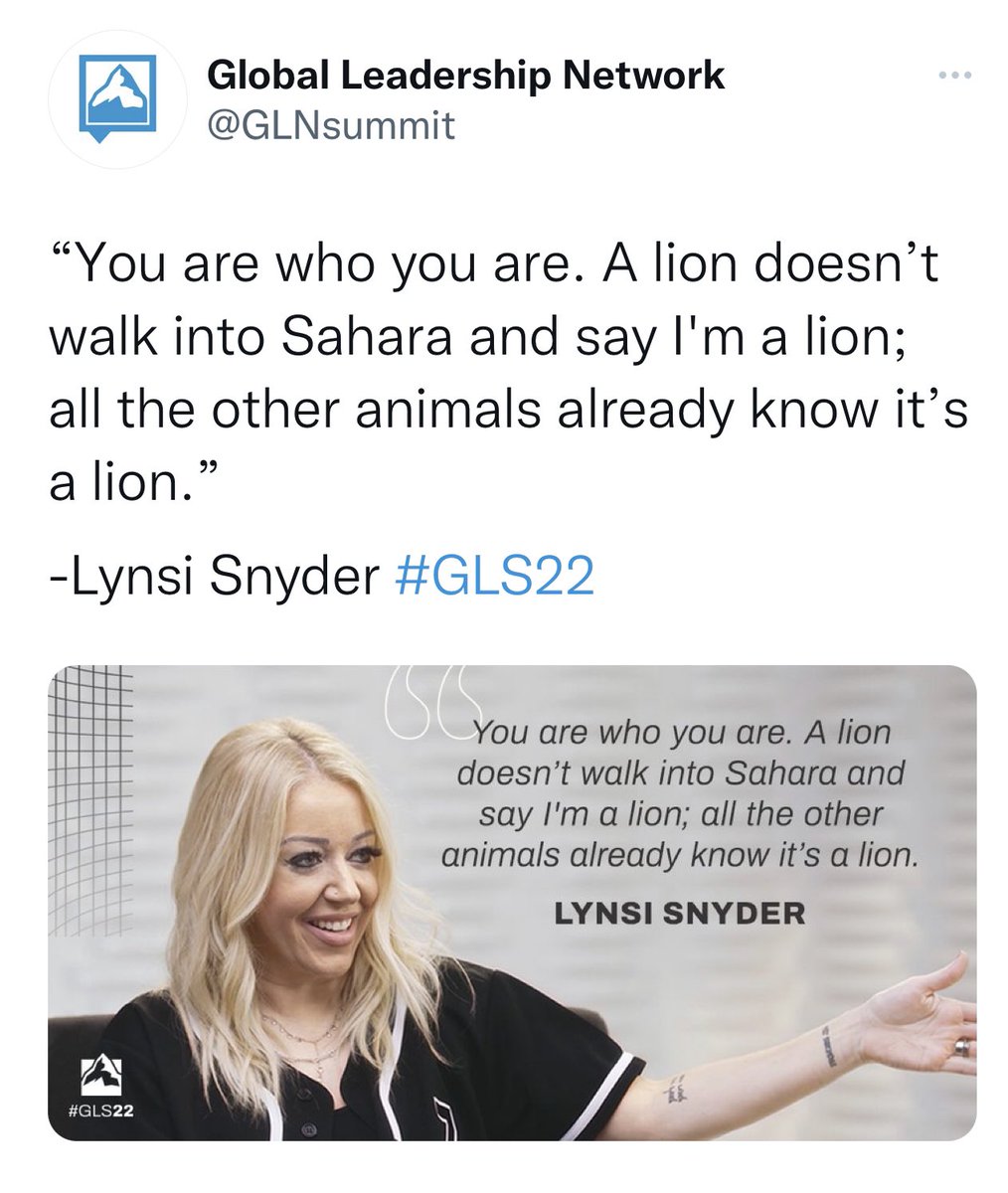 If you know me, you know…

“A lion doesn’t have to tell me it’s a lion. You know.”

And she said LIONESS 🔥🙌💪

#GLS22 #LeadershipGrowth #TakeAction #BeYou