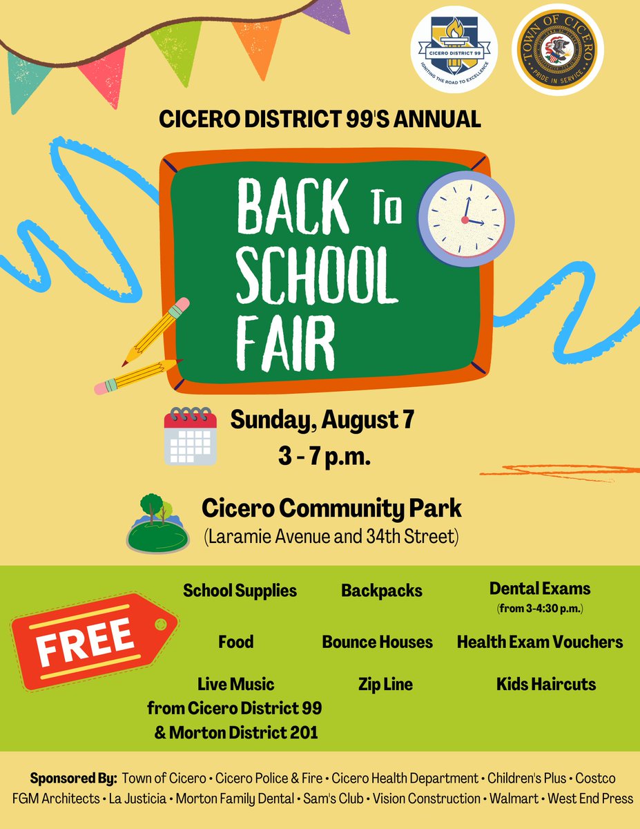 D99Cicero's tweet photo. TOMORROW'S THE BIG DAY🥳🎡

Please use the maps below so you can have an understanding where all of our #backtoschool fair attractions will be located over at the Park on 34th &amp; Laramie!

Can't wait to see you Sunday from 3-7!

Let us know you're coming! https://t.co/sHv1h5vzsX https://t.co/ecfJrDhUmJ