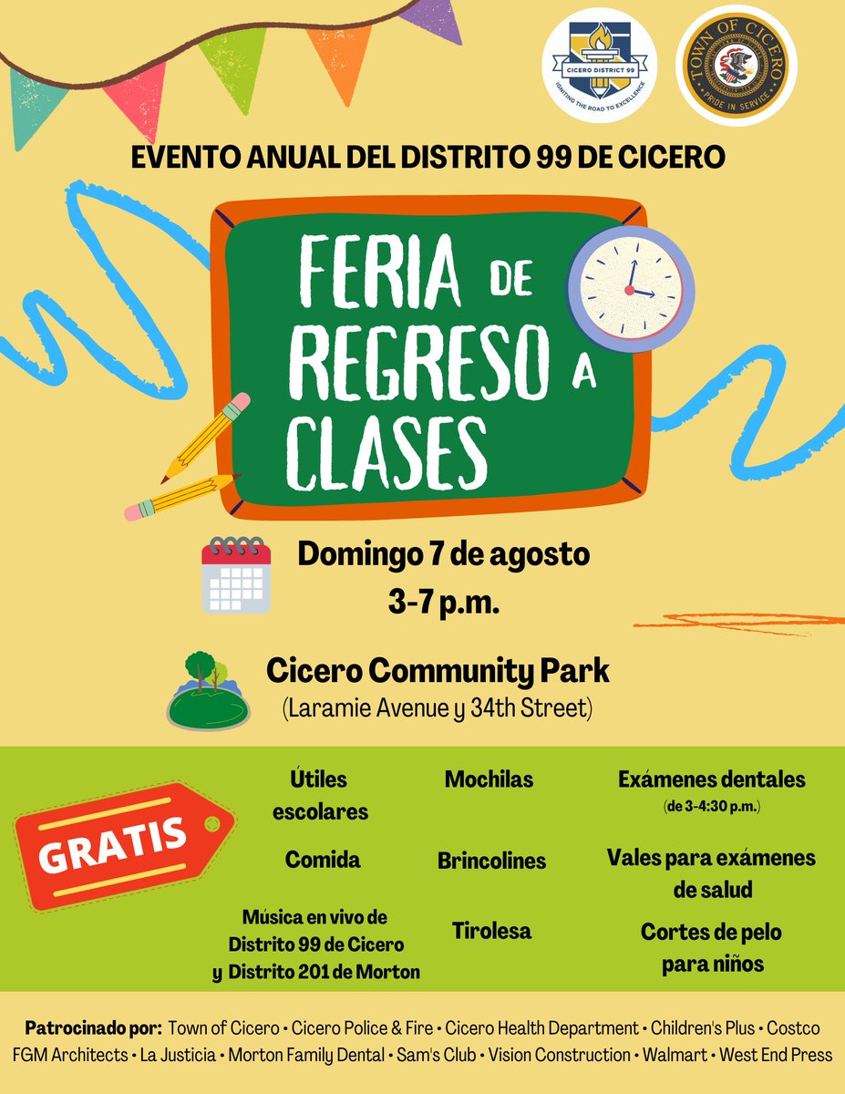 D99Cicero's tweet photo. TOMORROW'S THE BIG DAY🥳🎡

Please use the maps below so you can have an understanding where all of our #backtoschool fair attractions will be located over at the Park on 34th &amp; Laramie!

Can't wait to see you Sunday from 3-7!

Let us know you're coming! https://t.co/sHv1h5vzsX https://t.co/ecfJrDhUmJ