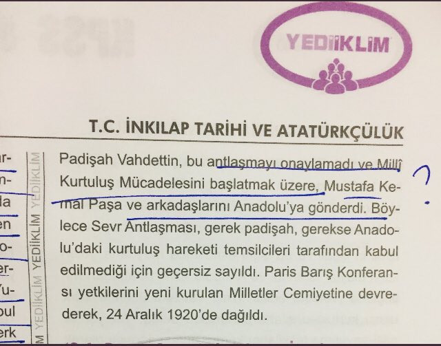 KPSS'nin iptaline neden olan Yediiklim Yayınları’nın önceki yıllara ait bir KPSS hazırlık kitabında Milli Mücadele’yi başlatanın Atatürk değil, son padişah Vahdettin olduğu belirtilmiş!

#vahdettin 
#atatürk 
#Yediiklim 
#Yediiklimyayınevi 
#kpssdeikincifetoskandali