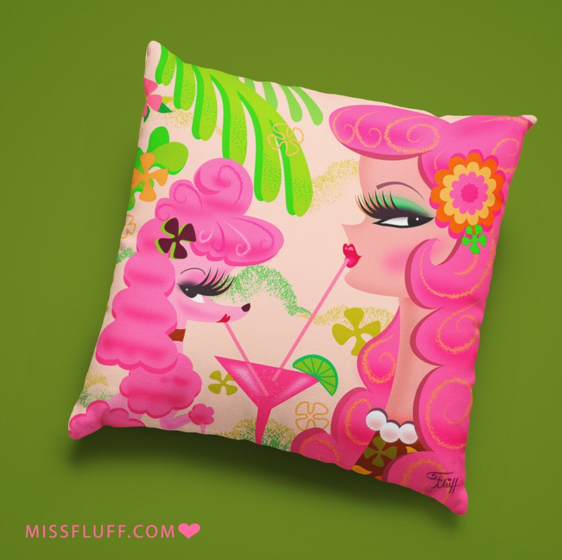 💚 Happy Friday Cheers! 💚
Feeling Pink in Palm Springs! 
Cute Decor Pillows 18x18 inches.
In my shop MissFluff.shop 💋

#midcenturydesign #midcenturymodern #fridayvibes #poodles #pinklife #retrostyle  #palmspringsart #palmspringsstyle