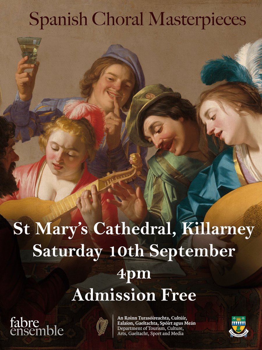 Fabre (@fabreensemble) on Twitter photo FREE concert at St Mary’s Cathedral, <a href="/KillarneyParish/">Killarney Parish</a> featuring music by Cristóbal de Morales, Juan Vasquez and Juan Pérez de Bocanegra. September 10th at 4pm!
#LocalLive
@DeptCulturelRL <a href="/countykerry/">Kerry County Council - Comhairle Contae Chiarraí</a> <a href="/KerryCoArts/">Kerry County Arts</a>
<a href="/Leanne_Mezzo/">Leanne Fitzgerald Kelly</a> <a href="/DominicaLucy/">Dominica Williams</a> <a href="/CiaranKvoce/">Ciarán Kelly</a> FREE concert at St Mary’s Cathedral, <a href="/KillarneyParish/">Killarney Parish</a> featuring music by Cristóbal de Morales, Juan Vasquez and Juan Pérez de Bocanegra. September 10th at 4pm!
#LocalLive
@DeptCulturelRL <a href="/countykerry/">Kerry County Council - Comhairle Contae Chiarraí</a> <a href="/KerryCoArts/">Kerry County Arts</a>
<a href="/Leanne_Mezzo/">Leanne Fitzgerald Kelly</a> <a href="/DominicaLucy/">Dominica Williams</a> <a href="/CiaranKvoce/">Ciarán Kelly</a>