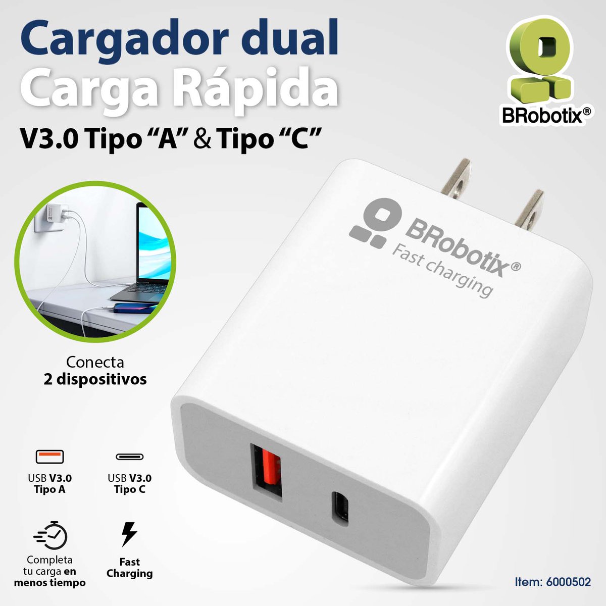 brobotixoficial's tweet photo. Con el nuevo Cargador Dual USB V3.0 Carga Rápida 18W #BRobotix puedes conectar 2 dispositivos. Cuenta con 1 puerto USB Tipo "A" y 1 puerto Tipo "C" para mayor compatibilidad 📱💻🖥 ¡Completa tu carga en menos tiempo! ✅
#fastcharging #cargarapida #cargador #usb #tipoc #cargadores https://t.co/0MjlAsbQVQ