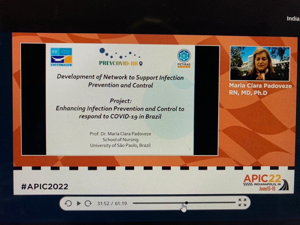 Petiras_USP's tweet image. #tbt da Prof. Dr. Maria Clara Padoveze, apresentando  o projeto &quot;Enhancing Infection Prevention and Control to respond to COVID-19 in Brazil&quot;, na Conferência anual da APIC.

#apic2022