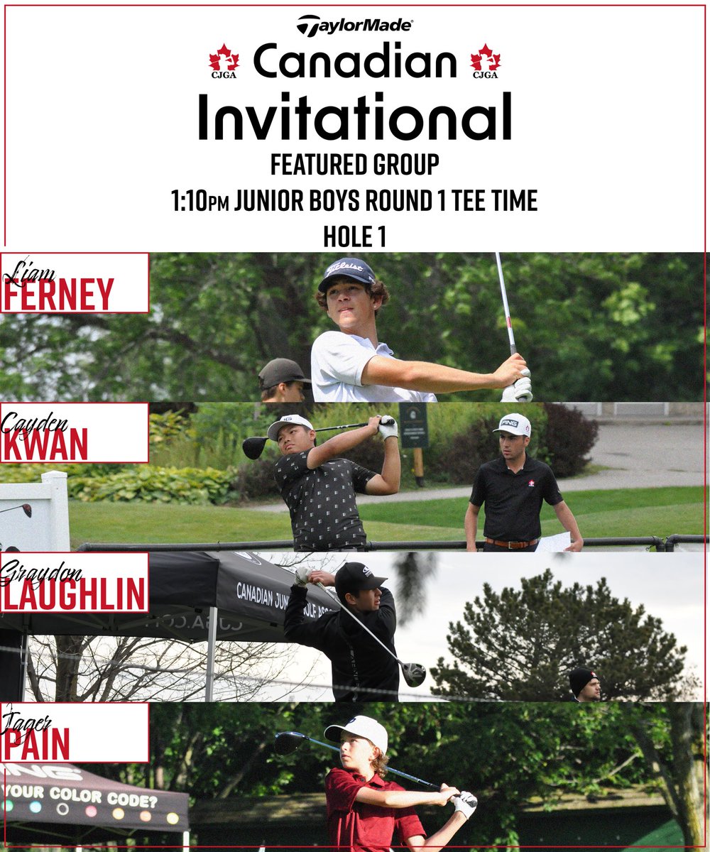 CJGAGolf's tweet photo. It’s official, the tee times are set for our inaugural TaylorMade Canadian Invitational and it is filled with previous CJGA winners! We will see everyone at Lionhead on Monday 👀⁣

All tee times ➡️ Tournament page at https://t.co/L58DMbaBjd⁣
⁣
#TaylorMadeCanadianInvitational https://t.co/zgU20BTyT0