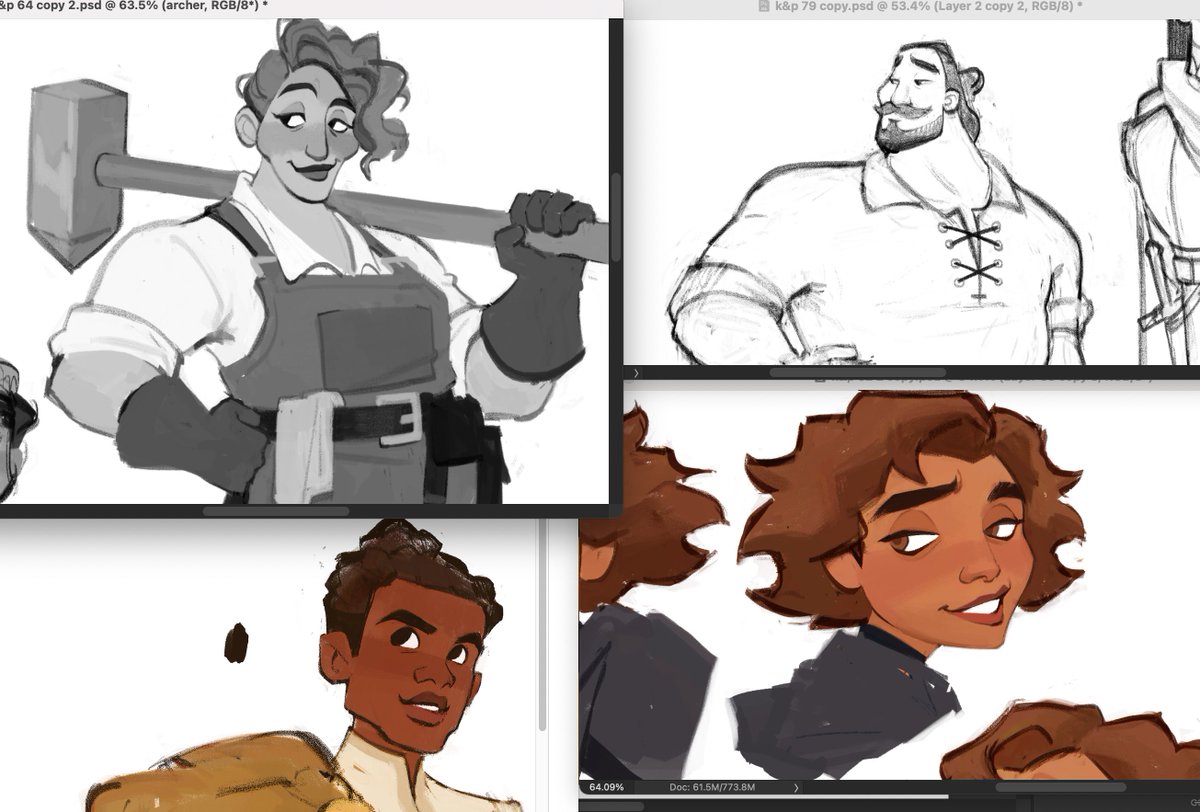 life update: I've been spending the past few weeks in a frantic haze working on my medieval (ish) character design project! I feel like I'm doing so much and so little at the same time but I'm very excited for the moment I can call it all done 😭 
