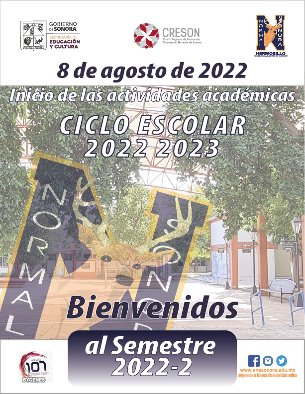 Atención Comunidad Estudiantil Bycenes. Lunes 8 de agosto de 2022; Entramos al Ciclo Escolar 2022-2023 e inicia el semestre 2022-2 para todos los semestres (1ros, 3ros, 5tos, 7mos) de manera presencial, sean Bienvenidos!!!!