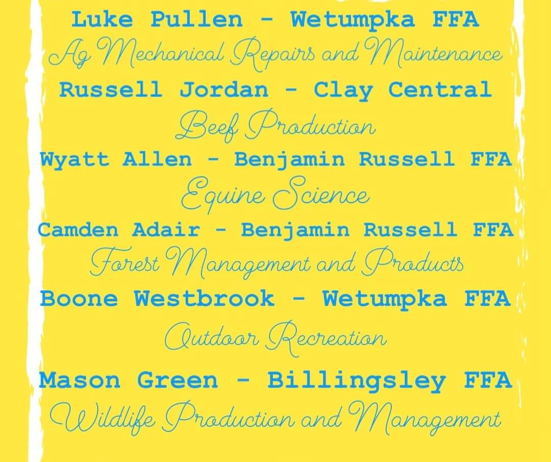 _jkwilliams_'s tweet photo. I'm sure all of these finalist worked incredibly hard but I know the 2 from Benjamin Russell did. Congratulations on being a top 4 finalist in the nation in your respective area! https://t.co/lJ0nHAwXva