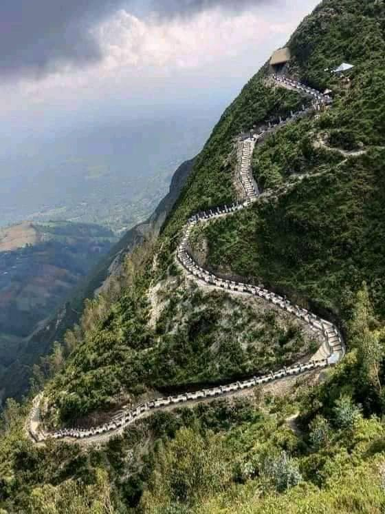 The Hambericho Mountainous Natural attraction site situated in Kembata Tembaro Zone is one of 🇪🇹 tourism destinations. The 777 stairs project on Hambericho Mountain is the first of its kind in Africa. #VisitEthiopia #EthiopiaRising