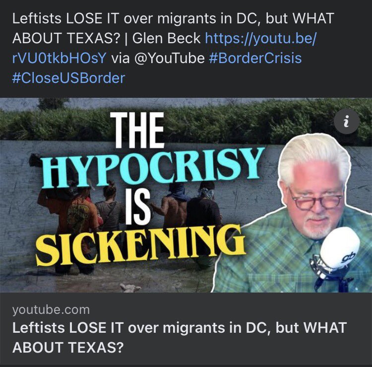 queenb_wiov's tweet photo. Leftists LOSE IT over migrants in DC, but WHAT ABOUT TEXAS? | Glen Beck https://t.co/Mu6Qn70iSo via @YouTube #BorderCrisis #CloseUSBorder https://t.co/7eu4c1cdWn