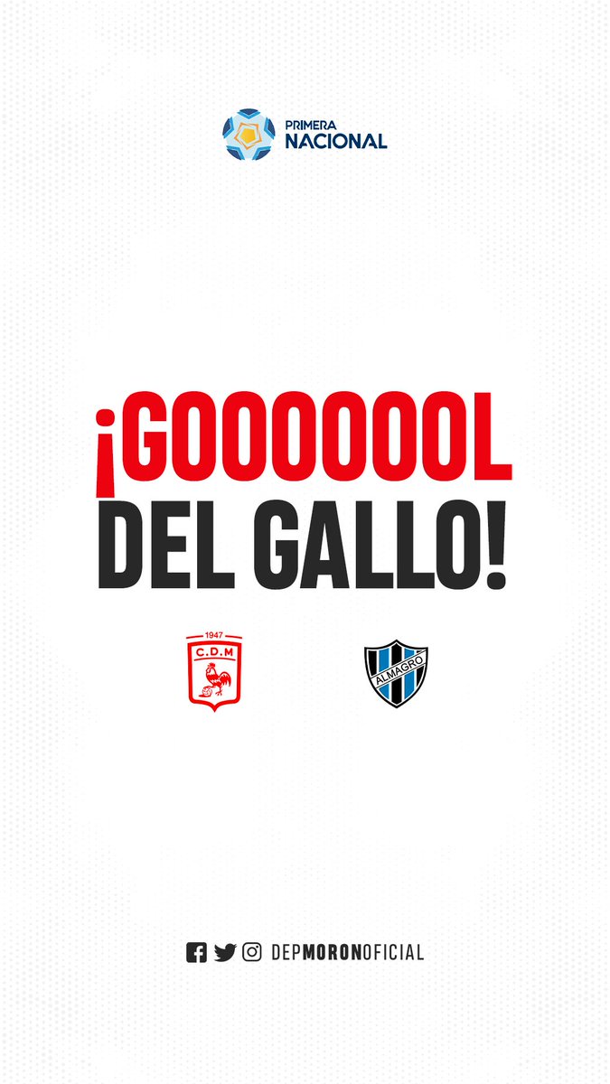#JuegaMorón | 🕛 32'PT: GOOOOOL DE MORÓN

⚽ Gastón González amplía la ventaja y ahora Morón le gana a Almagro 2-0.

#VamosGallo🐓