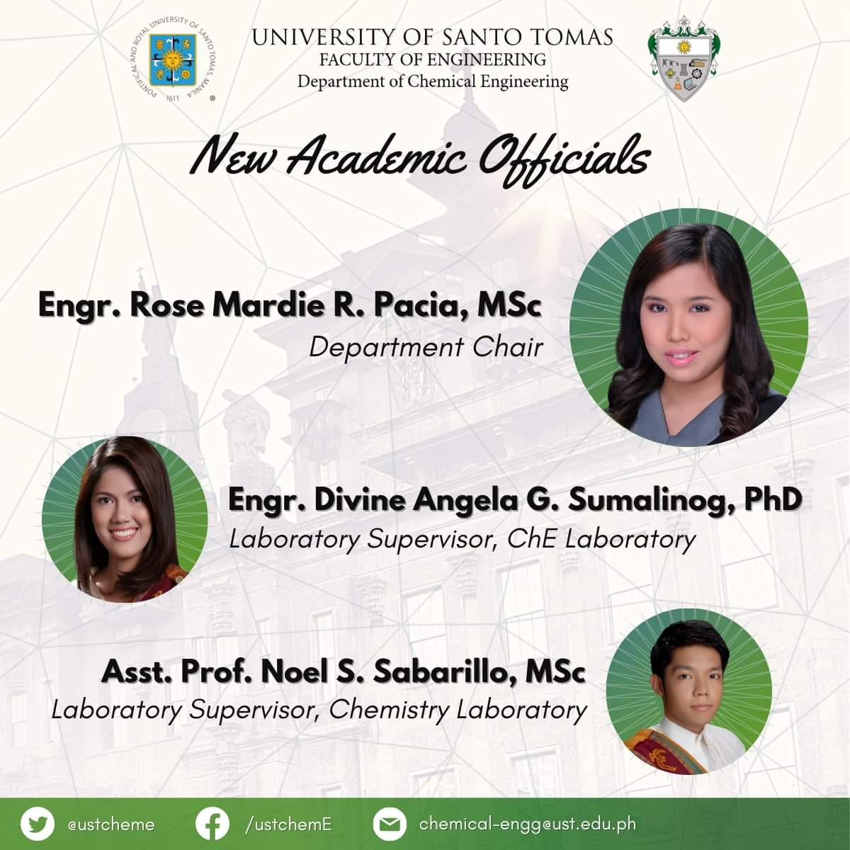 ustcheme's tweet photo. We are pleased to announce, for everyone’s information and guidance, the following new academic officials of the UST Department of Chemical Engineering: https://t.co/MVRKKKNmZ7
