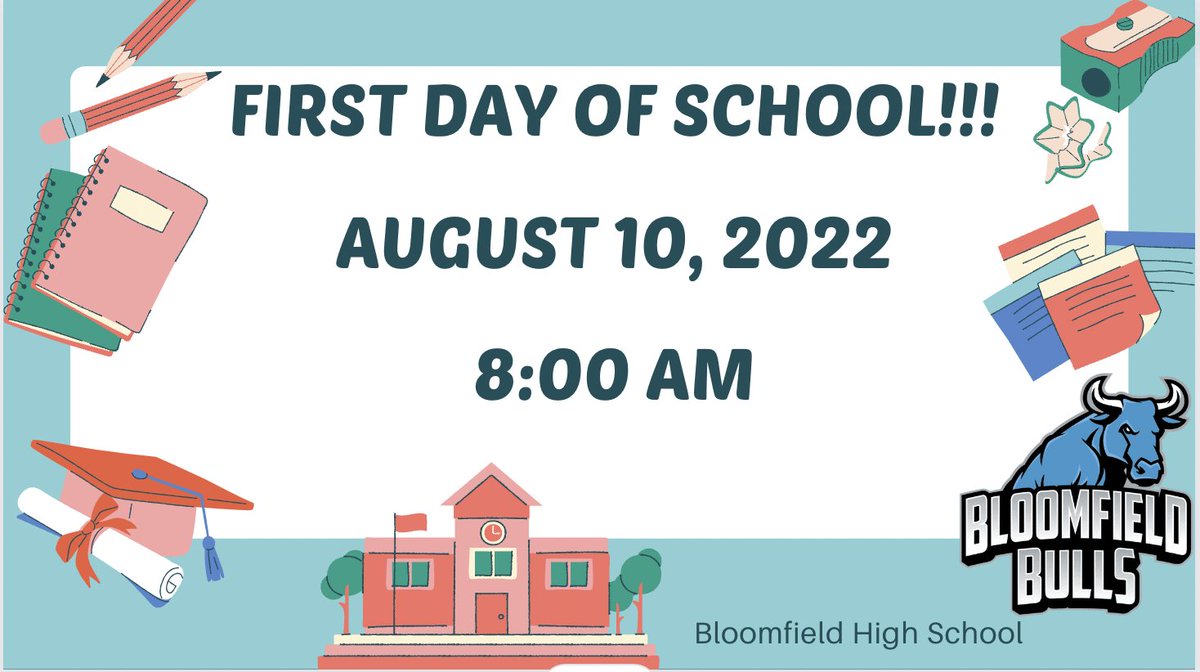 BloomfieldBulls's tweet photo. First Day of School! https://t.co/3AoHT53E2P via @ParentSquare https://t.co/FGiUP9q7lI