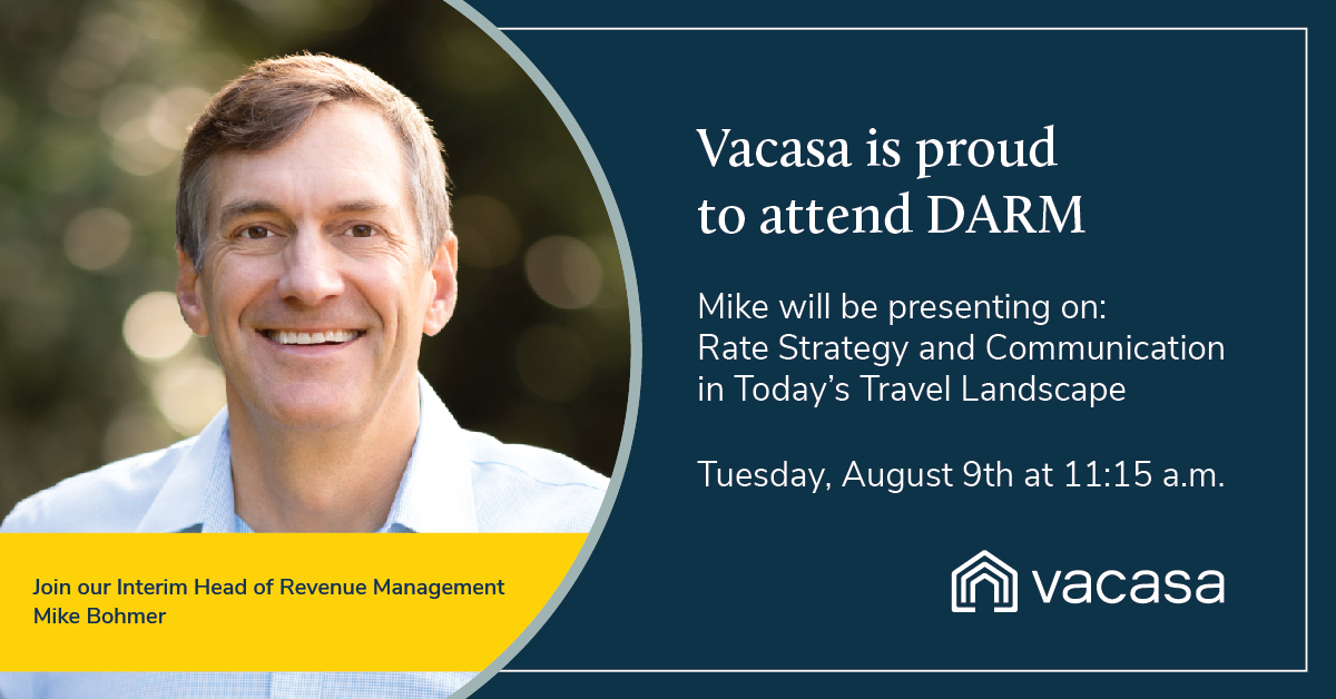 vacasarentals's tweet photo. We're excited to be attending @VRMIntel's #DARM conference this year in Nashville! Mike Bohmer, our Interim Head of Revenue Management at Vacasa, will be hosting a session on Rate Strategy and Communication in Todayโs Travel Landscape.
#Vacasa #VRMIntel #DARM #VacationRentals https://t.co/IAarkR2bst