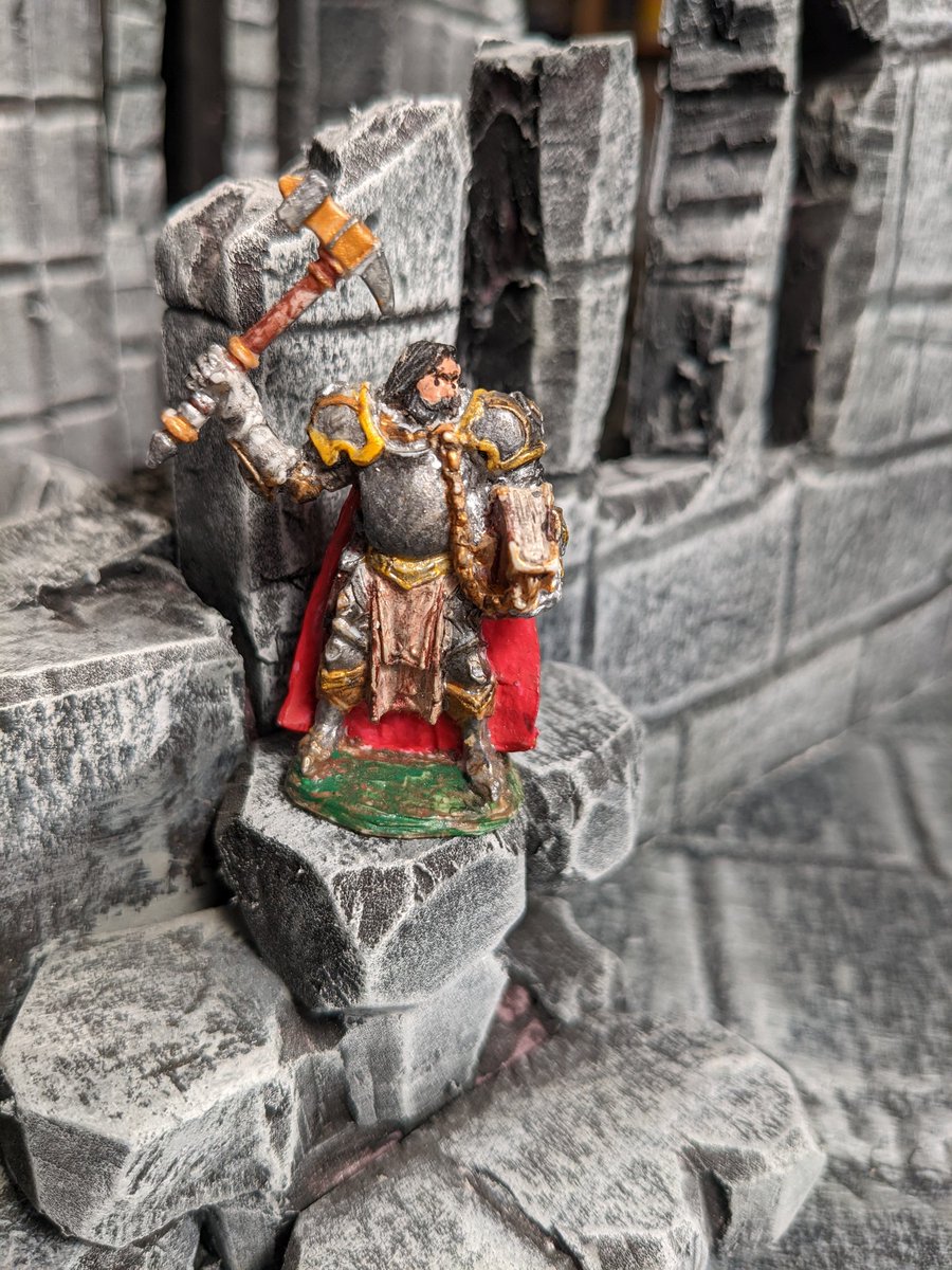 Cleric Chriswin is a harsh but just cleric.  He desires righteousness from all, though he has compassion on the weak.  He serves the God above gods with his mighty hammer and word.  #paintedminiatures #d&amp;d #D&amp;D5e #miniatures #reaper #pathfinder2e #roleplaying #dungeonsanddragons