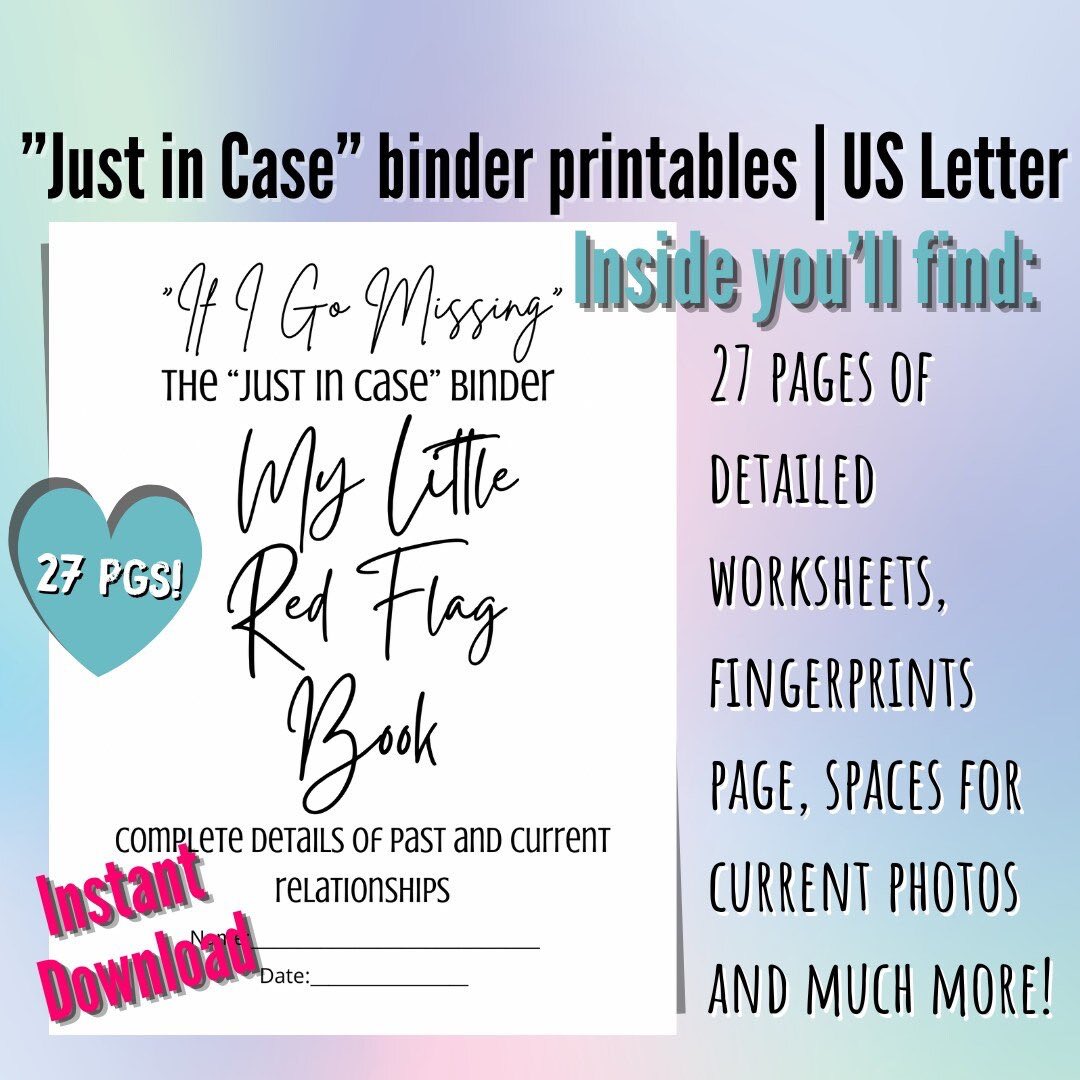 MorriganKai's tweet photo. The “My Little Red Flag Book” printables allow you to keep track of your dating life &amp; any red flags that you notice with people that you’ve dated recently. This provides lots of information for anyone looking for a place to start, should you go missing. https://t.co/ClAnO1gIg3 https://t.co/pccJLW5eni