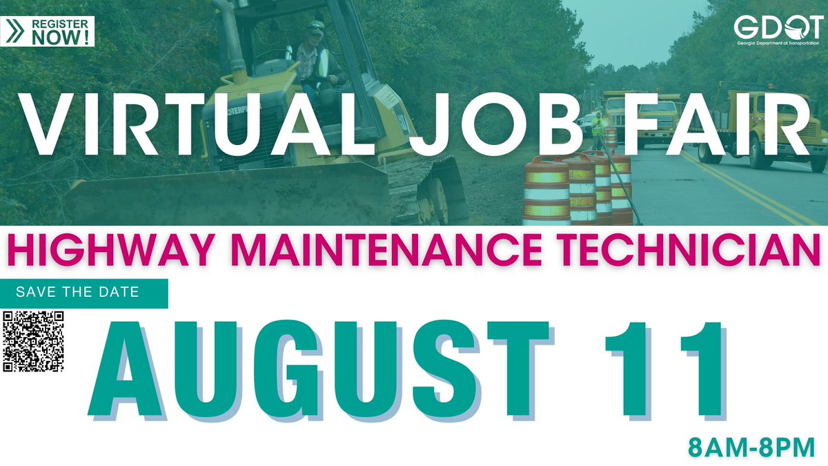 Do you want a steady job with the potential for career growth?
Begin your career as a #HighwayMaintenanceTechnician at GDOT.

☑ Vegetation management
☑ Maintenance
☑ Debris removal

👉 Visit indeedhi.re/3BFmPCC to register for the 8/11 Virtual Job Fair! #ExperienceGDOT