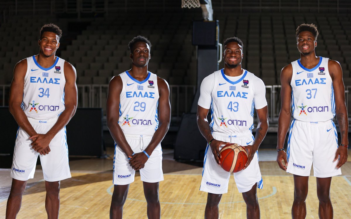 chrisalucard's tweet photo. 🇬🇷Antetokounbros are ready for the @EuroBasket! 

Giannis wrote about it: “Blessed to be able to do this together” @Giannis_An34 @Thanasis_ante43 @Kostas_ante13 @alex_ante34 #eurobasket #nba #NBATwitter #Bucks #Basketball https://t.co/JKkciqk3Jq