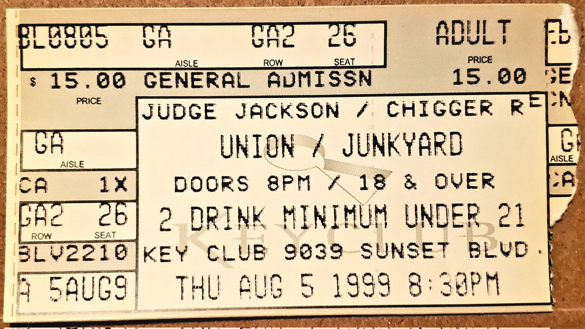 chrisccoco's tweet photo. #OTD in Christory 05Aug1999 @JunkyardBlooze & UNION @Crablegs59 @brucekulick @brentfitz #JamesHunting #TheKeyClub (fka #Gazzarris / #BillboardLive ) #SunsetStrip #Hollywood #ChiggerRed #JudgeJackson https://t.co/BHjSugkjpo
