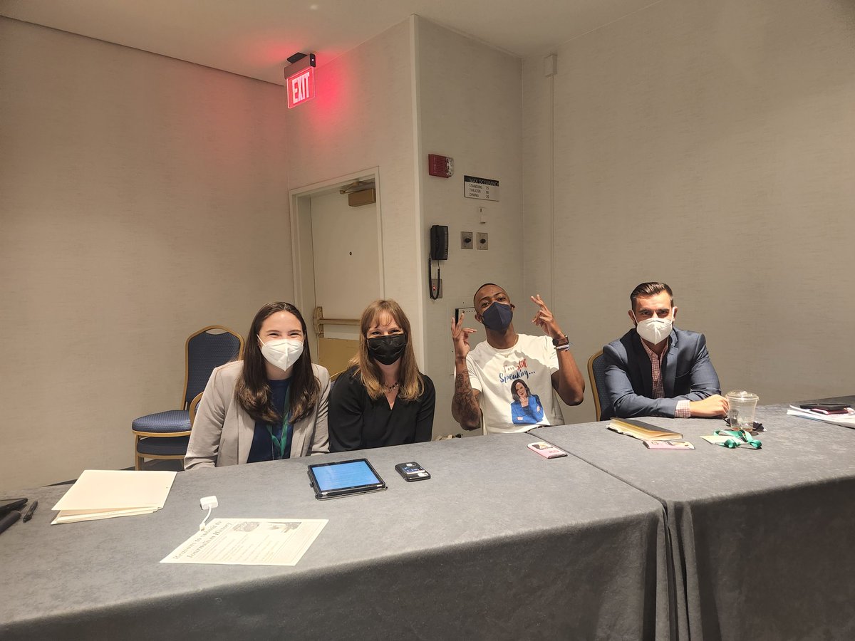 carabyrd's tweet photo. This panel was so much fun to moderate - so thankful that these panelists shared their knowledge today @LeverFever @CarloFinlay @ShannonScovel @timothyfbryson #aejmc2022 #aejmc22 Thanks for cosponsoring @CSW_AEJMC &amp; @AEJMC_LAWP https://t.co/R97yjqWBUM