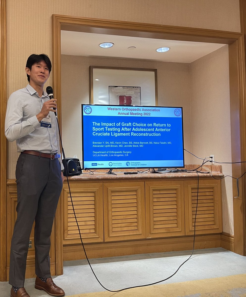 Great talk today by Brendan Shi, MD from <a href="/UCLAortho/">UCLA Ortho</a> on pediatric ACL grafts and return to sport testing.