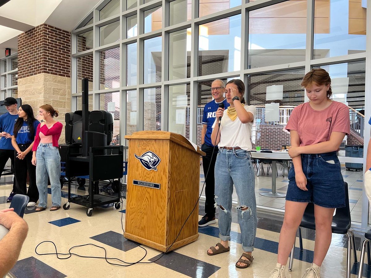 WHS_Roos's tweet photo. So impressed by these students and all they do and how well spoken they were in addressing the WHS staff today! #RooNation #RoosRising #BeARoo @WeatherfordISD https://t.co/9xVRVV0FR8