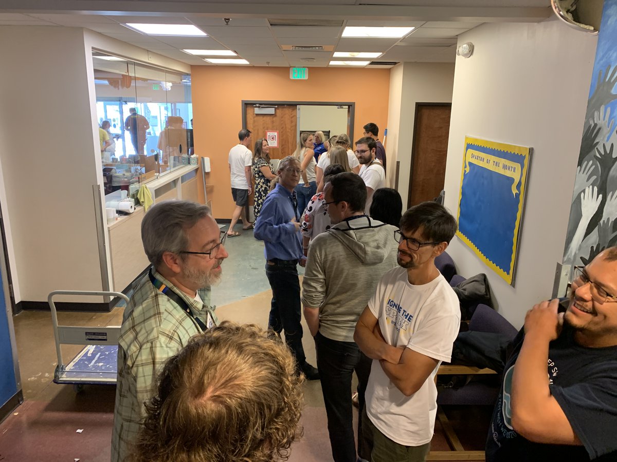 stemschoolHR's tweet photo. What a fun last Friday before school starts! STEM employees were treated to a delicious barbecue spread for lunch, followed by a staff photo session and a big signing celebration for leadership and stipend opportunities.
#stem #stemstrongertogether https://t.co/lKB6DRoKau