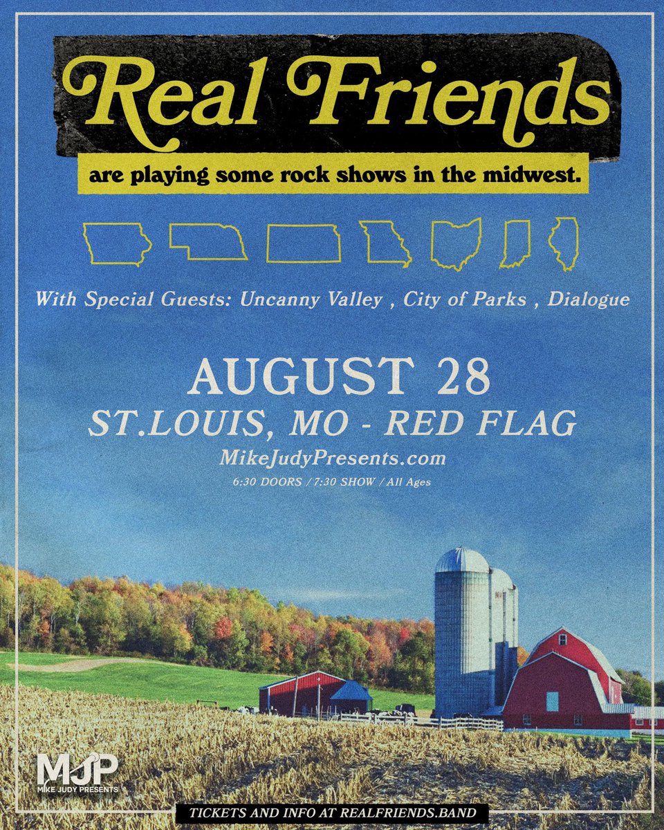 City_of_Parks's tweet photo. We’re opening for @realfriendsband on 8/28 at @Fubar_Stl, Presented by @mikejudyprsnts! Tickets on sale now! (LINK IN BIO) https://t.co/d0oMB0pdJ9