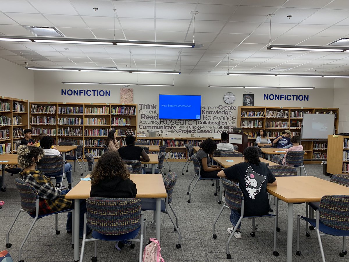AGGuilin's tweet photo. Got to meet some lovely students @NorthWakeCCA’s New Student Orientation. We are going to have a great year. #Soarstrong @wcpssdll @WCPSSHSTeam https://t.co/oRUsiYYDuO