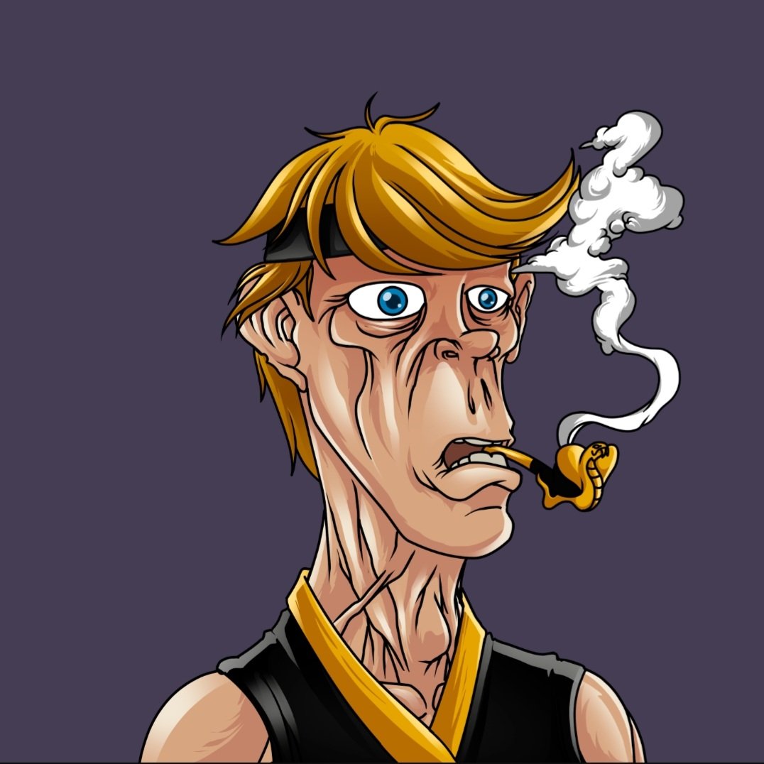 arcantyno's tweet photo. KOBRA KAI NEVER DIE 
1/1 Smokeheads x KobraKai 🐍👊
Love It!🔥💯
#smokeheads #legendsday #SolanaNFT #satori #karatekid #kobrakai https://t.co/wZE2kQ903R
