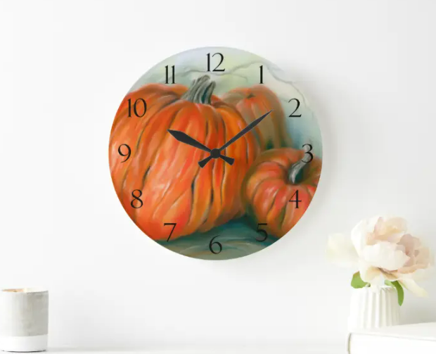 Accent your home for fall with the Pumpkin Patch Autumn Trio Pastel Art Wall Clock zazzle.com/pumpkin_patch_… from Anderson_Designs at Zazzle. Also available in square, this clock is perfect for the Autumn holiday season. #AutumnDecor #pumpkins #clock #FallHome #CountryKitchenDecor