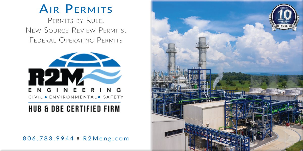 R2Meng's tweet photo. Breathe easy with Air Permitting services from #R2M. At #R2MEngineering, we can help you obtain your #PermitsByRule, #NewSourceReviewPermits, and #FederalOperatingPermits to comply with federal, state, and local environmental laws. #AirPermit https://t.co/qzSfOlaELF