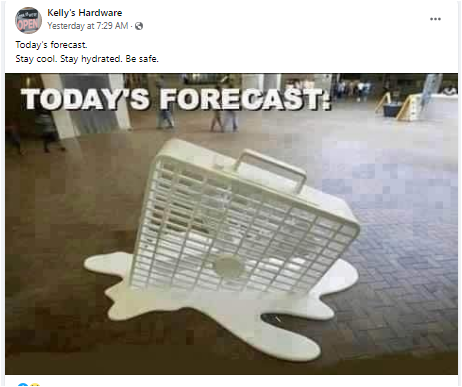 GrtrNbptToday's tweet photo. Yes, this kind of sums up how hot and humid it has been for most of this week here in New England. (As seen on Kelly's Hardware FB page.) #StateSt #Newburyport https://t.co/3lBG2eXmOq