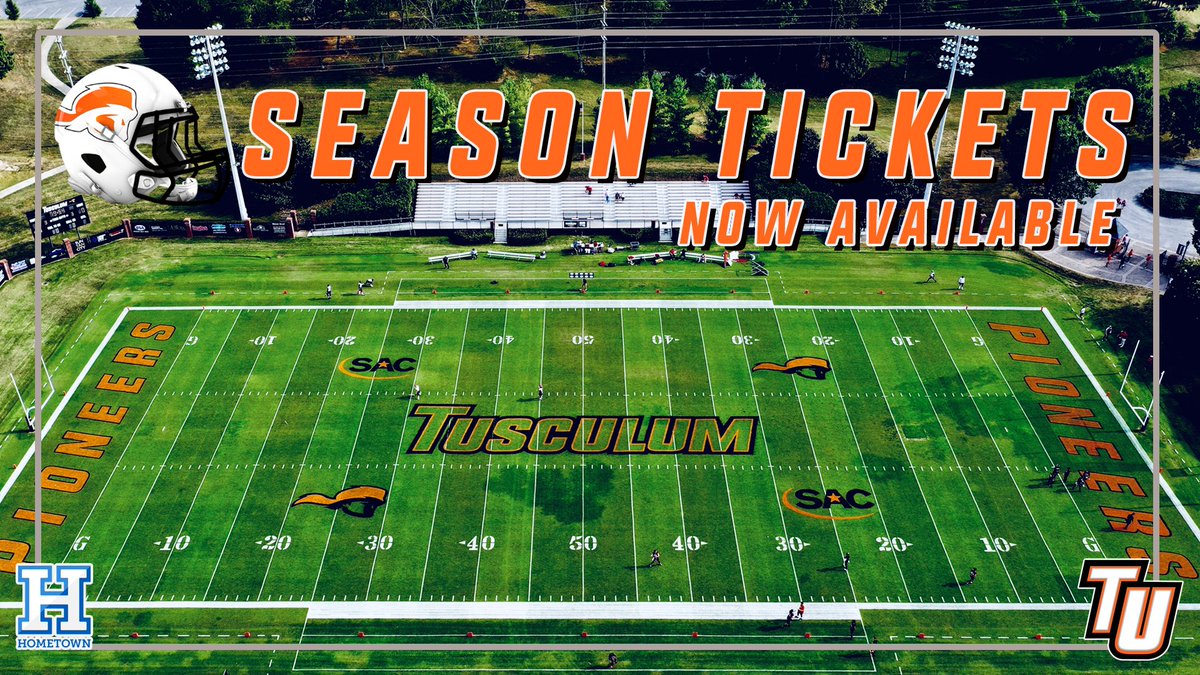 Promotional dates, season ticket info for <a href="/TusculumFB/">Tusculum Football</a> are available. Order your TU Football tickets TODAY! #PioneerUP 
More Info: bit.ly/3p12gsR