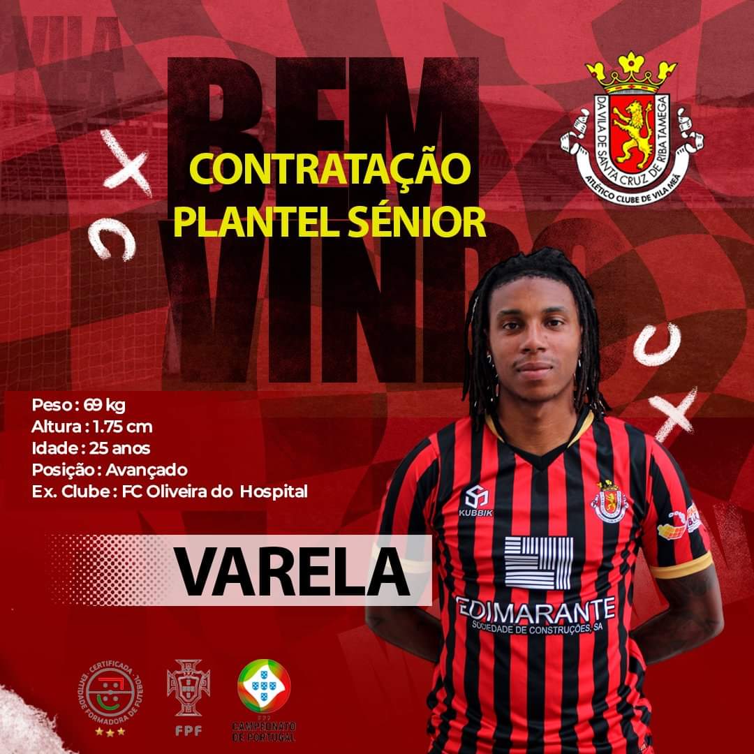 F_Amarantino's tweet photo. OFICIAL‼️
Varela, avançado de 25 anos, ex FC Oliveira do Hospital da liga 3, é reforço do AC Vila Meã.
✅
#ACVM 🇵🇹 https://t.co/b4L1W69zrK