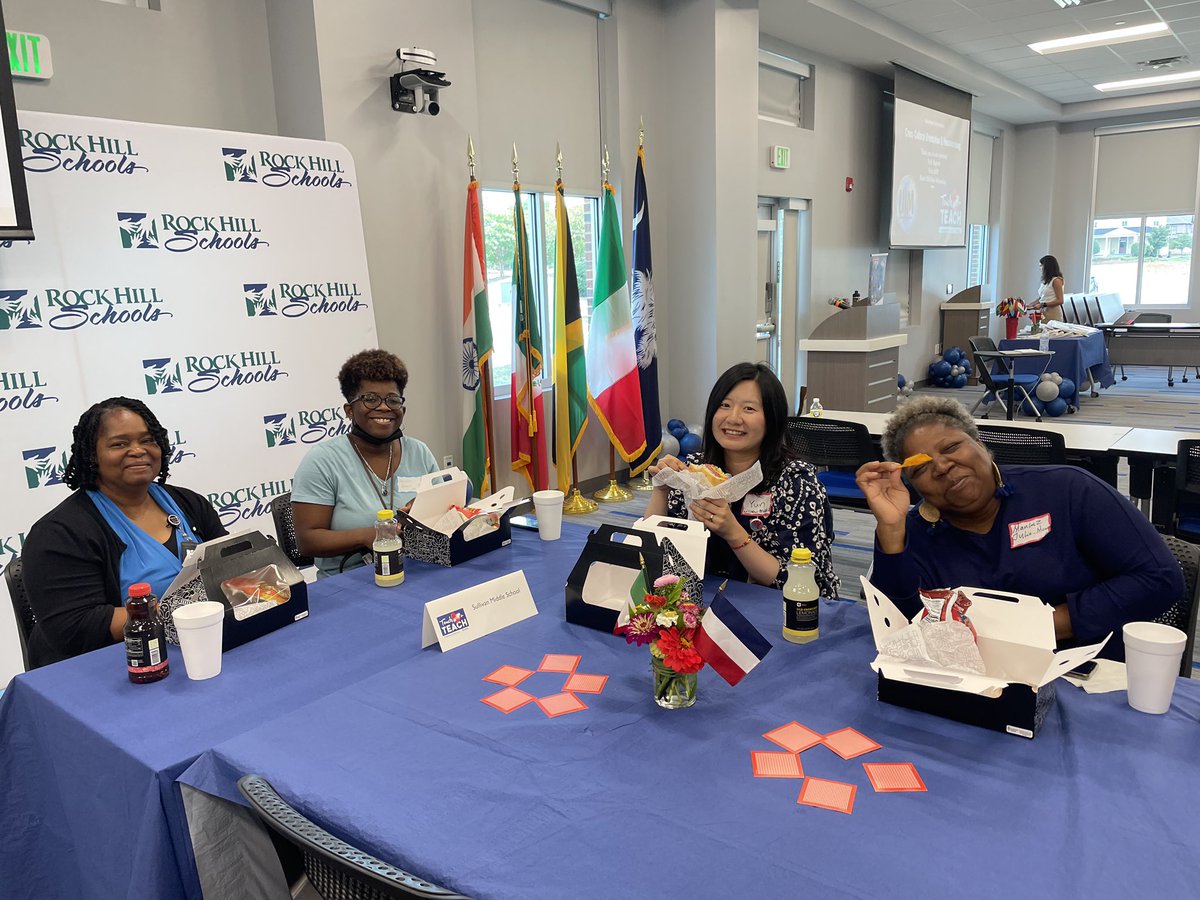 We had an amazing event today! Welcoming our 10 international teachers to <a href="/RockHillSchools/">Rock Hill Schools</a> with cross-cultural sessions and a housewarming party. I work with a rock⭐️ team! <a href="/D_DelVecchio/">Darlene Del Vecchio</a> <a href="/lgrimsleyrhsd/">Leigh Grimsley</a> Angie Green @RockHillSchJob #TouchHeartsTEACH