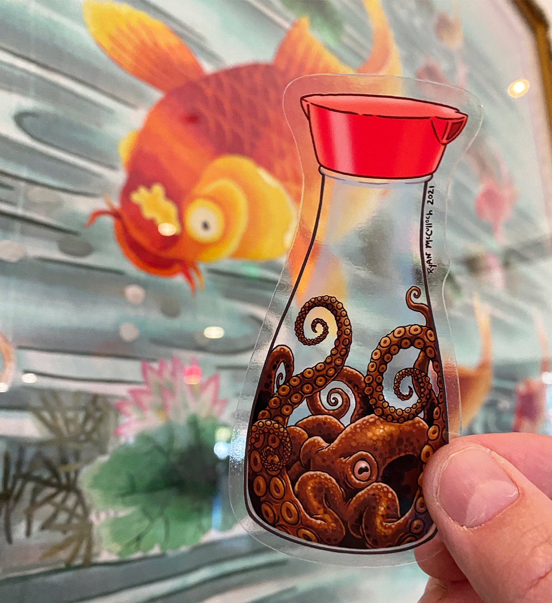 Studio1018's tweet photo. “Soy Saucetopus” transparent sticker available in my ‘Octopus Lovers’ sticker-pack and my ‘MORE Eastern Foodimals’ sticker-pack!

Shop link in my bio!

#transparentsticker #clearstickers #cephalopod #octopus https://t.co/A8neUFtFuZ