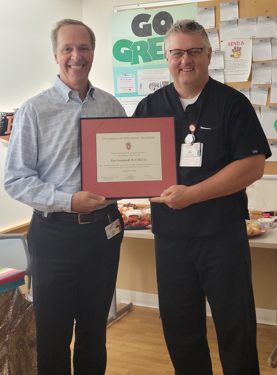 UW Department of Human Oncology (@uw_radoncdho) on Twitter photo <a href="/UW_RadoncDHO/">UW Department of Human Oncology</a> congratulates Dan Steinhoff, lead radiation therapist who has worked in the UW Health Radiation Oncology Clinic at University Hospital since 1987, on his retirement! Thank you, Dan, for the expert care you provided to so many cancer patients! <a href="/UW_RadoncDHO/">UW Department of Human Oncology</a> congratulates Dan Steinhoff, lead radiation therapist who has worked in the UW Health Radiation Oncology Clinic at University Hospital since 1987, on his retirement! Thank you, Dan, for the expert care you provided to so many cancer patients!